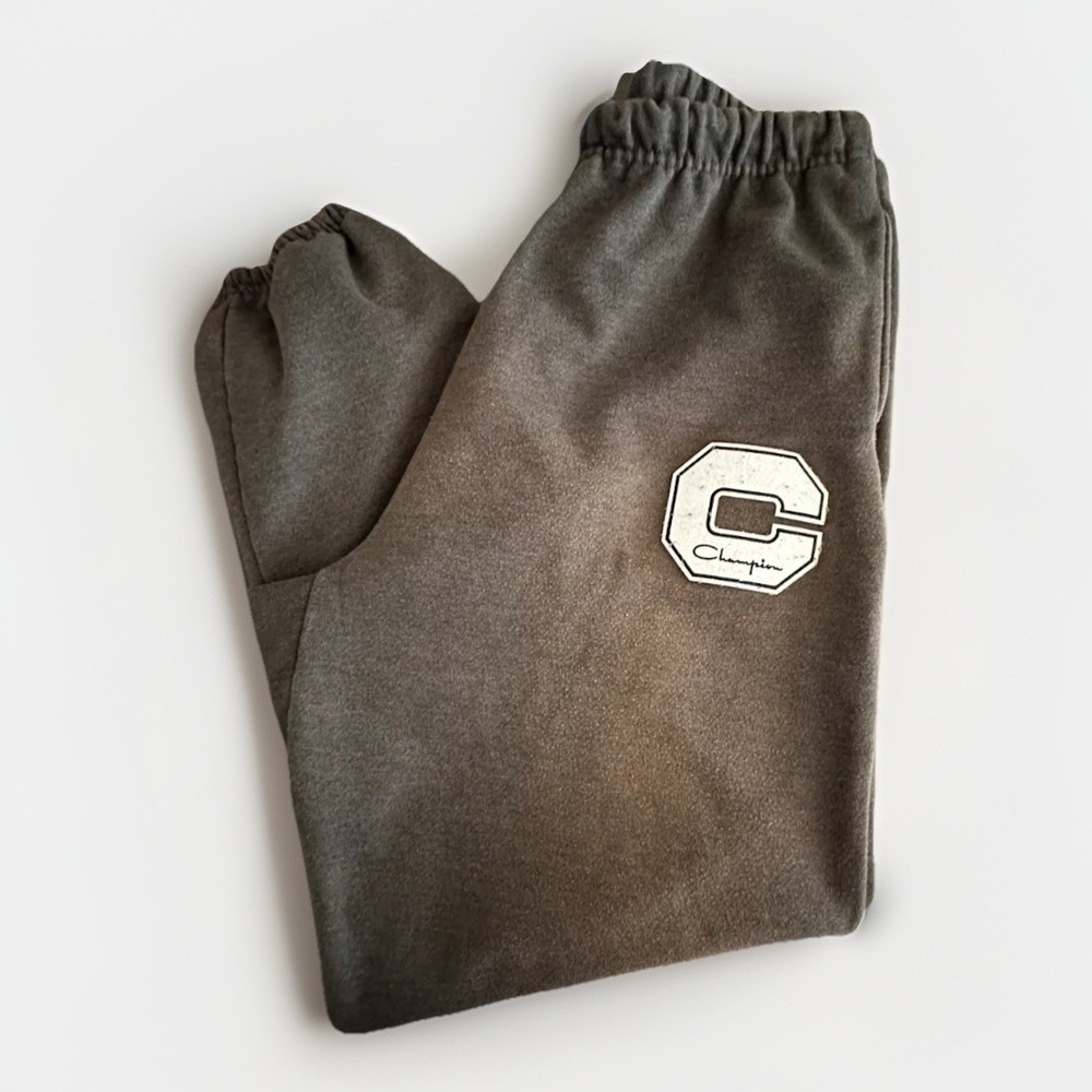 Champion Reverse Weave VTG Faded Black Sweatpants Jogger Big Logo Streetwear XL